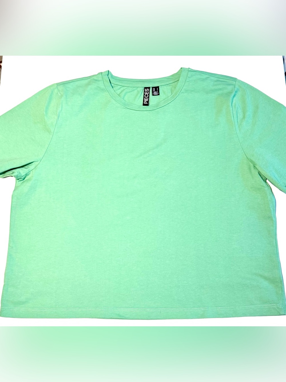 Women’s Short Sleeve Mint Cropped T-Shirt Cotton Crew Neck Loose Fit